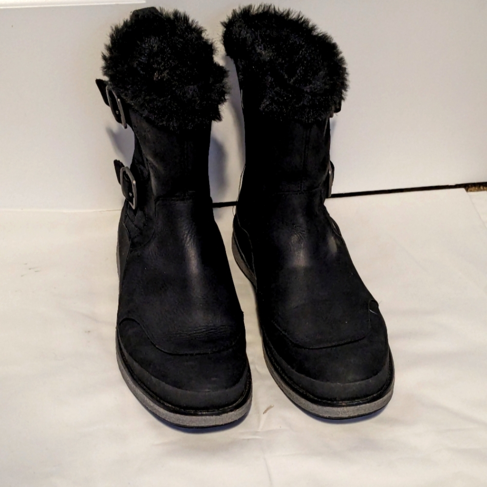 MERELL TREMBLANT EZRA ZIP WATERPROOF BOOTS BLACK LEATHER SZ.8 J95116
